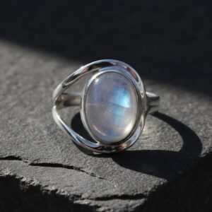 Oval Rainbow Moonstone Ring